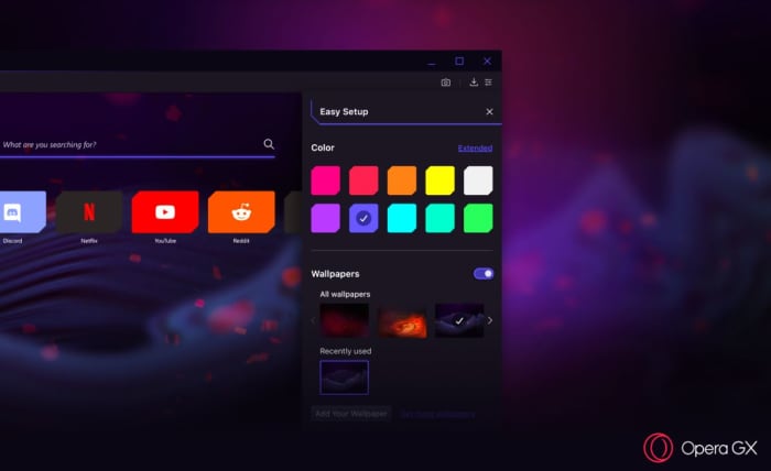 Opera GX colors