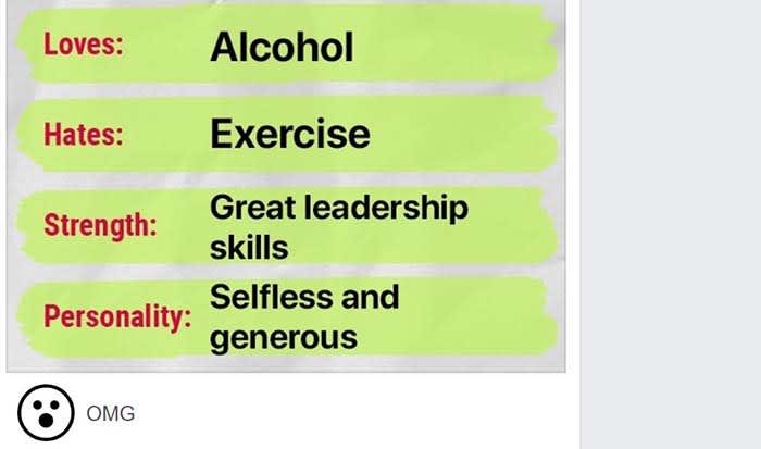 Facebook personality Quiz