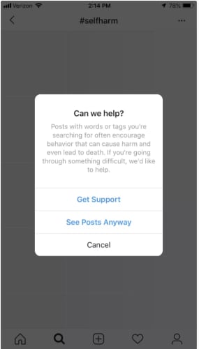 Instagram self-harm content self-harm Instagram