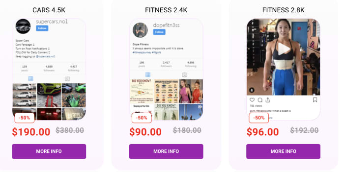 buy an instagram profile fitness niche profile for sale