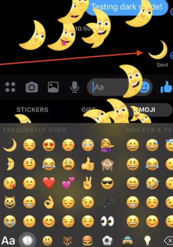 crescent moon dark mode