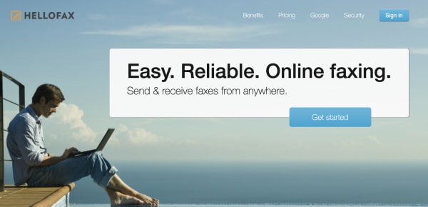 HelloFax home page