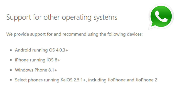 All mobile operating systems that support WhatsApp
