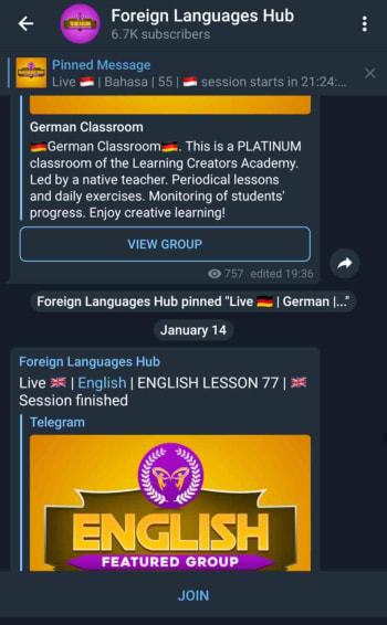 learn languages on Telegram
