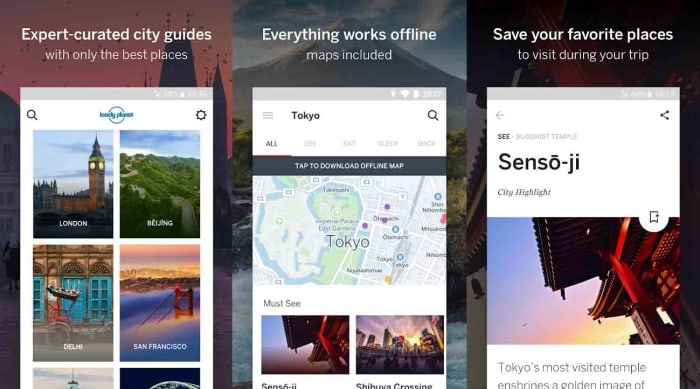 lonely planet travel apps planning