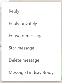 WhatsApp private reply