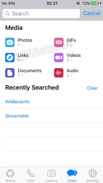 a screenshot of the upcoming WhatsApp advanced search feature