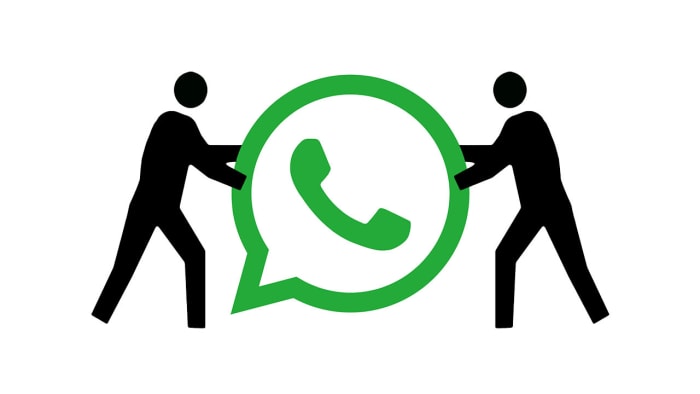 People fighting over a WhatsApp account