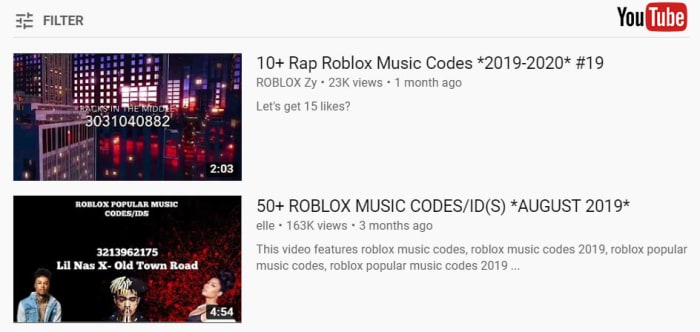 Roblox IDs on YouTube