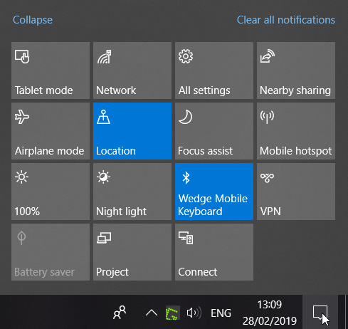 The Windows 10 Action Panel