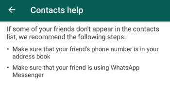 WhatsApp Contacts Help
