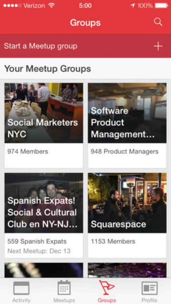 Meetup screenshot