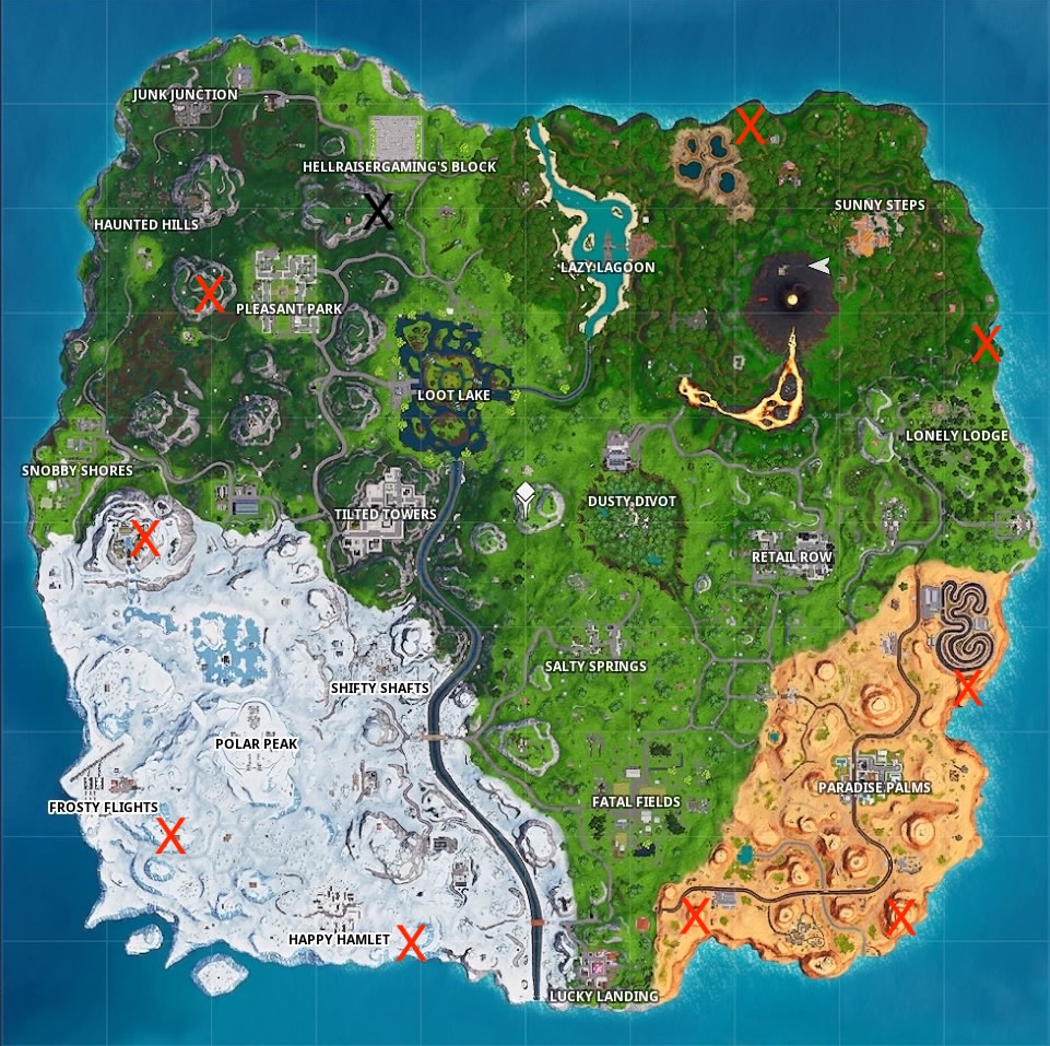 fortnite season 8 helicopter locations map