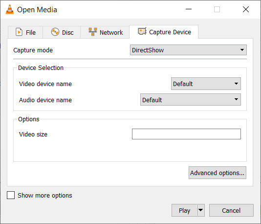 Open Media on VLC