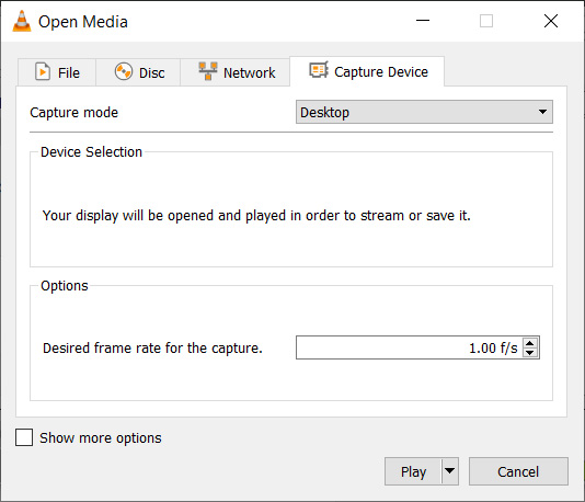 Record desktop on VLC