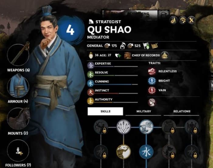 Total War: Three Kingdoms character attributes