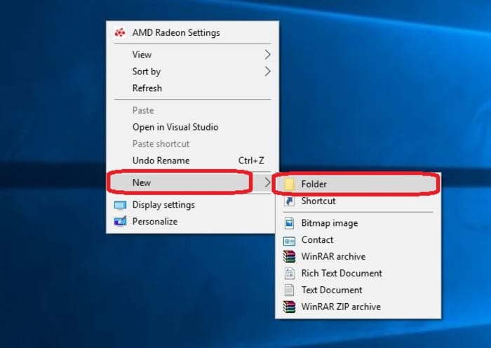 Create new folder Windows 10