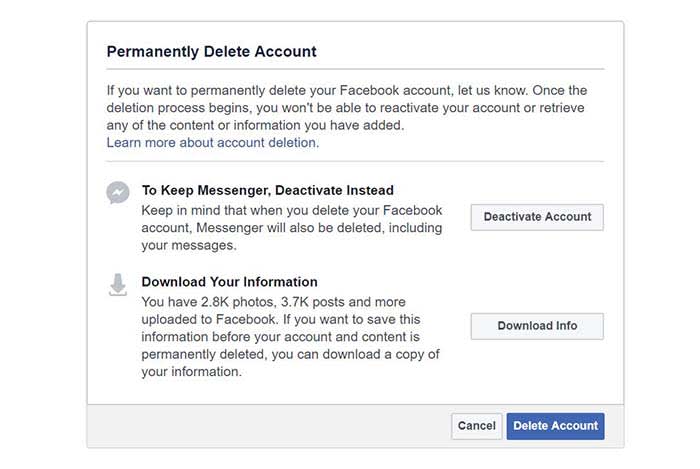 Delete Facebook