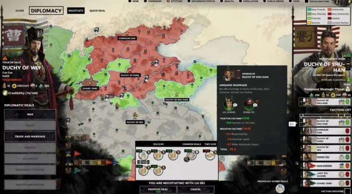 Total War: Three Kingdoms Diplomacy Cao Cao