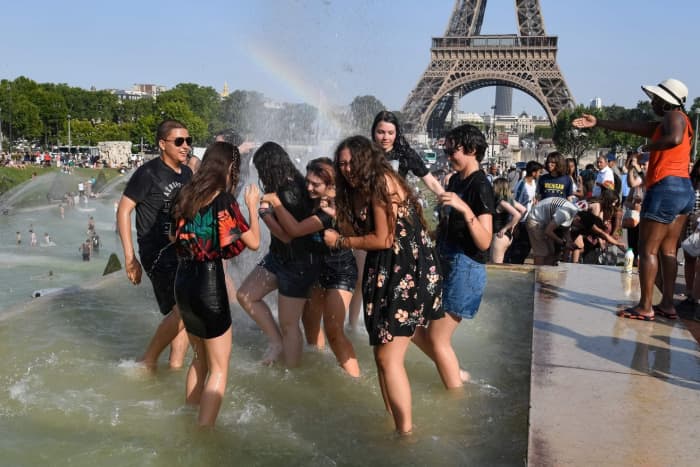 France Eiffel Tower summer heatwave