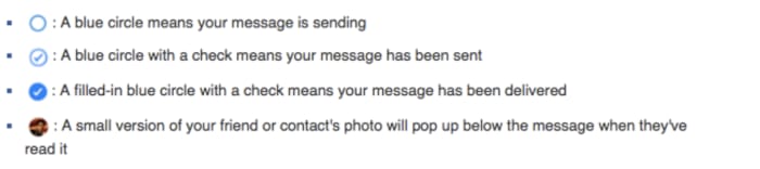 Read receipt in Facebook messenger