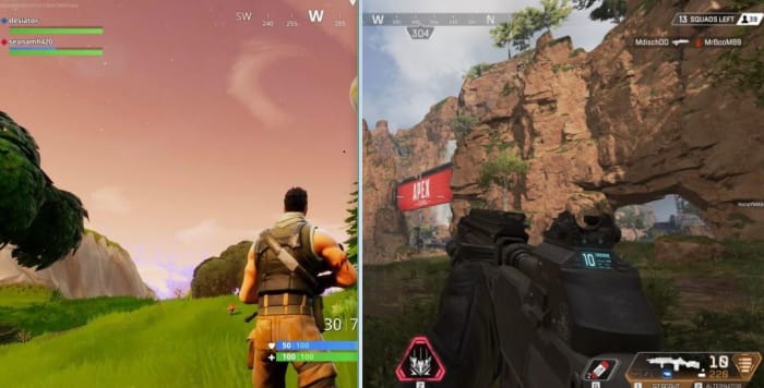 Fortnite Apex Legends perspective side by side