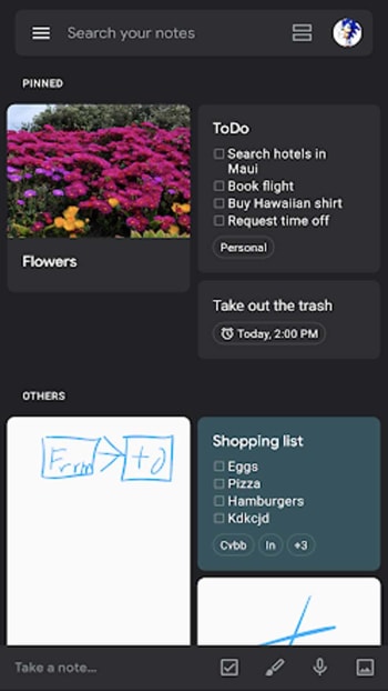 Google Keep's new dark mode