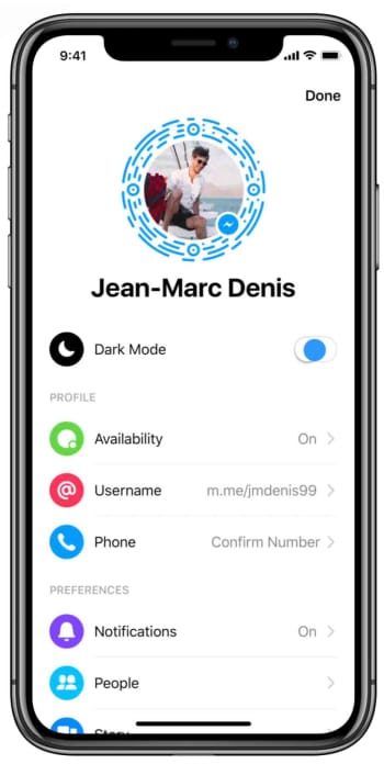 How to enable dark mode in facebook messenger