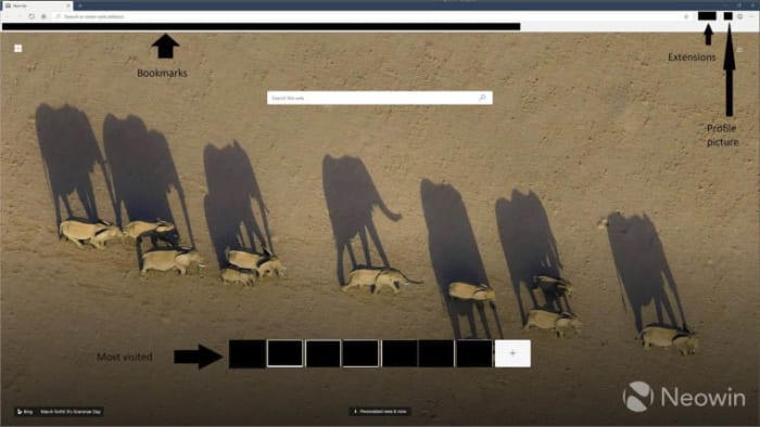 New screenshot of Microsoft Edge homepage