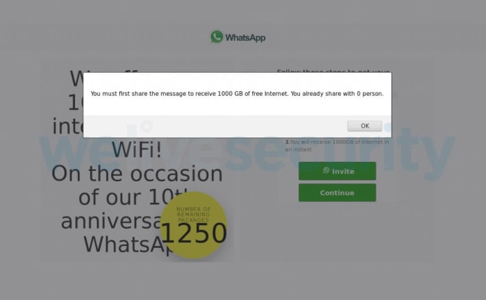 Fake site asking you to send it to 30 friends