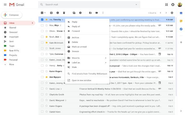 new improved right-click on Gmail