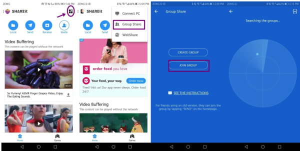 SHAREit group share setup