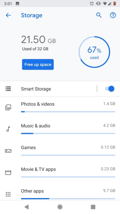 android cache storage breakdown