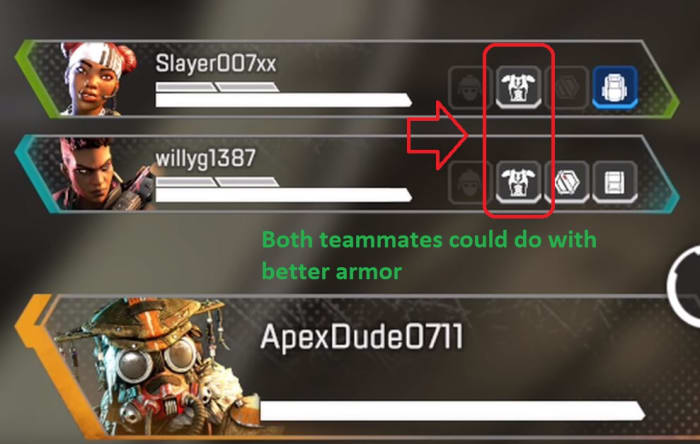 Apex Legends team inventory HUD