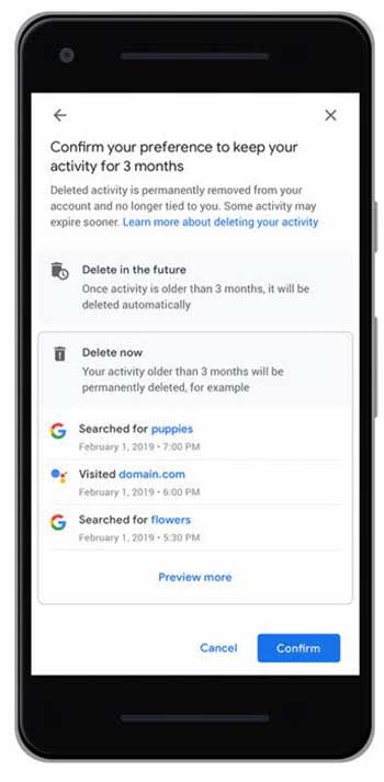 Web activity confirm