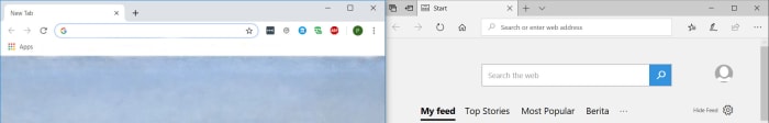 What Edge looks like compared to Chrome