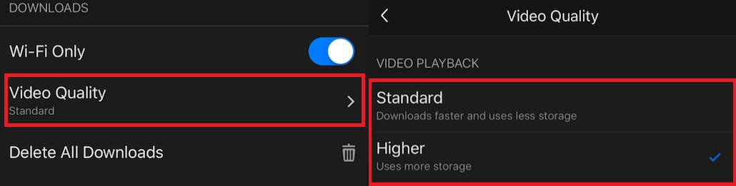 Download quality on Netflix app