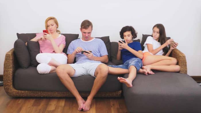 Family on phones