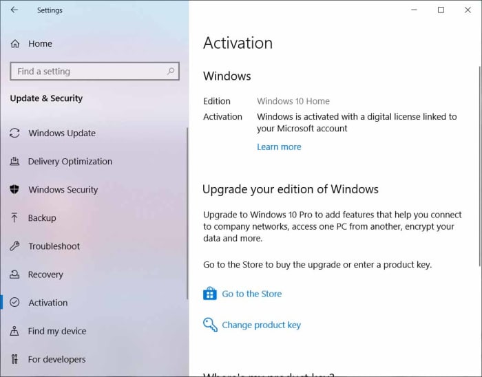 Windows 10 activation