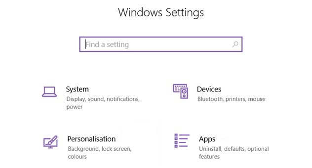 Windows settings