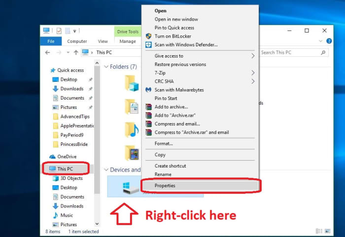 Windows 10 driver properties
