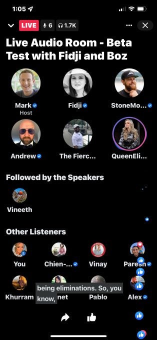 First Tests of Facebook’s Live Audio Rooms Go Live