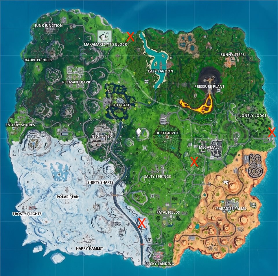 fortnite season 9 week 2 challenge map