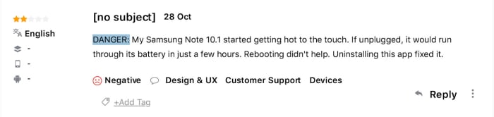 Netflix negative google play store review battery
