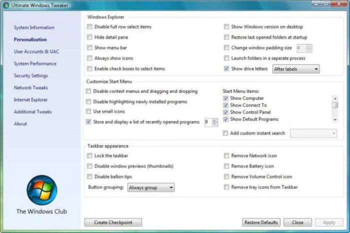 Ultimate Windows Tweaker