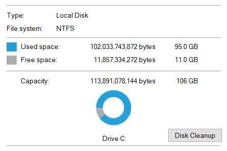 Windows 10 disk space