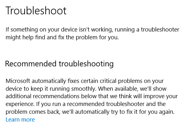 Windows 10 troubleshooting