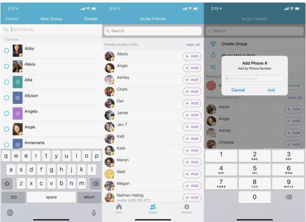 how to add contacts in Marco Polo app