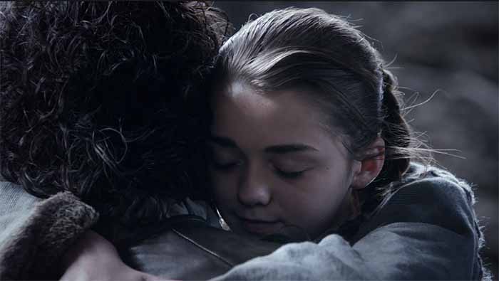 Arya and Jon hug season 1