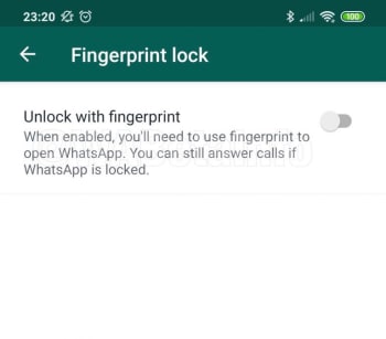 fingerpint lock whatsapp